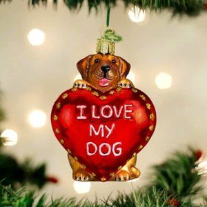 I Love My Dog Christmas Ornament with Keepsake Box | Old World Christmas | NWT